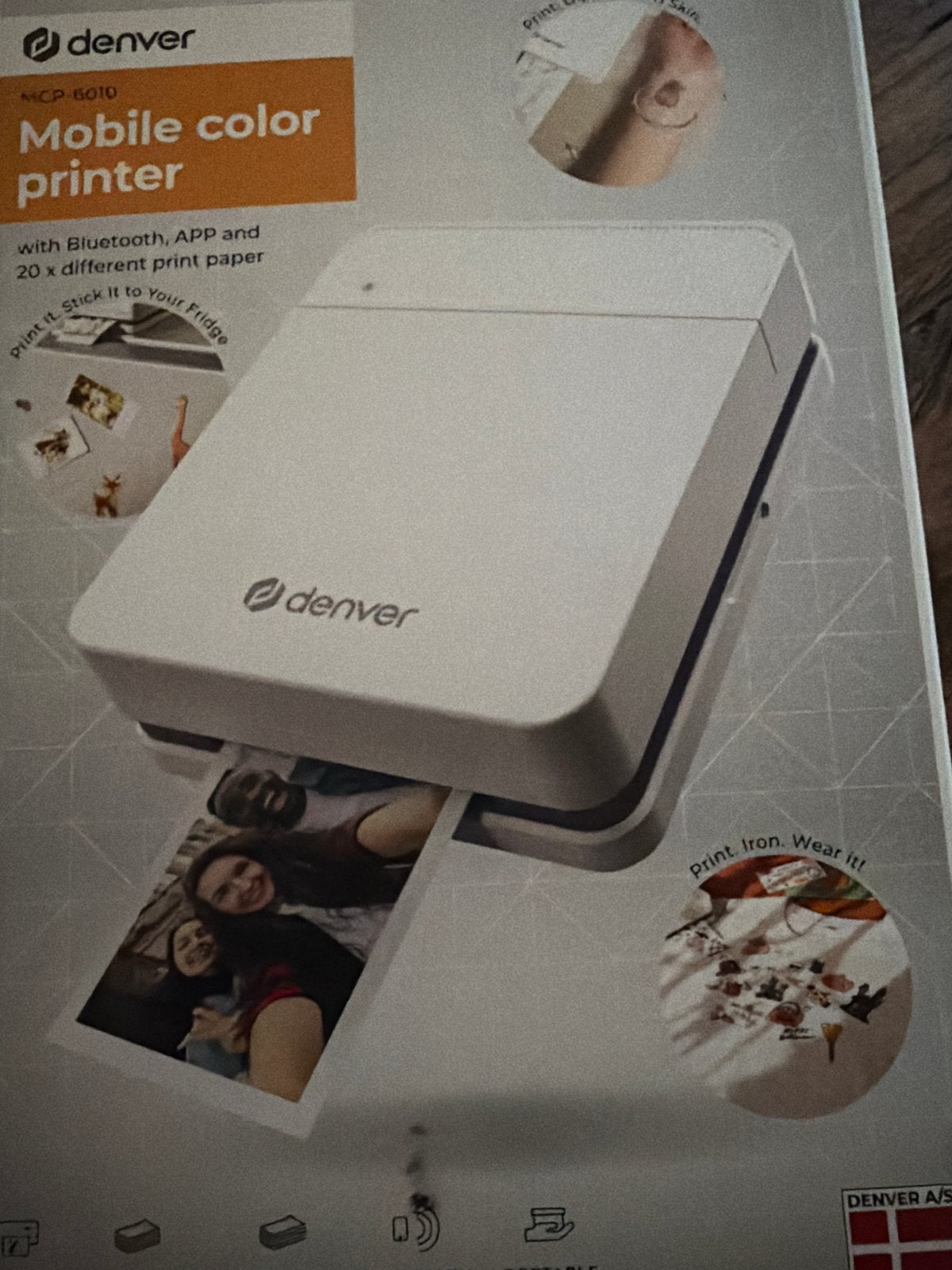 Denver MCP-6010 Mobiele kleurenprinter met Bluetooth, Fotoprinter, Kleur printen, Ophalen of Verzenden, Zo goed als nieuw