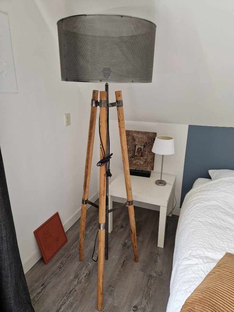 vloerlamp statief, Ophalen, E27 (groot), Zo goed als nieuw, Hout