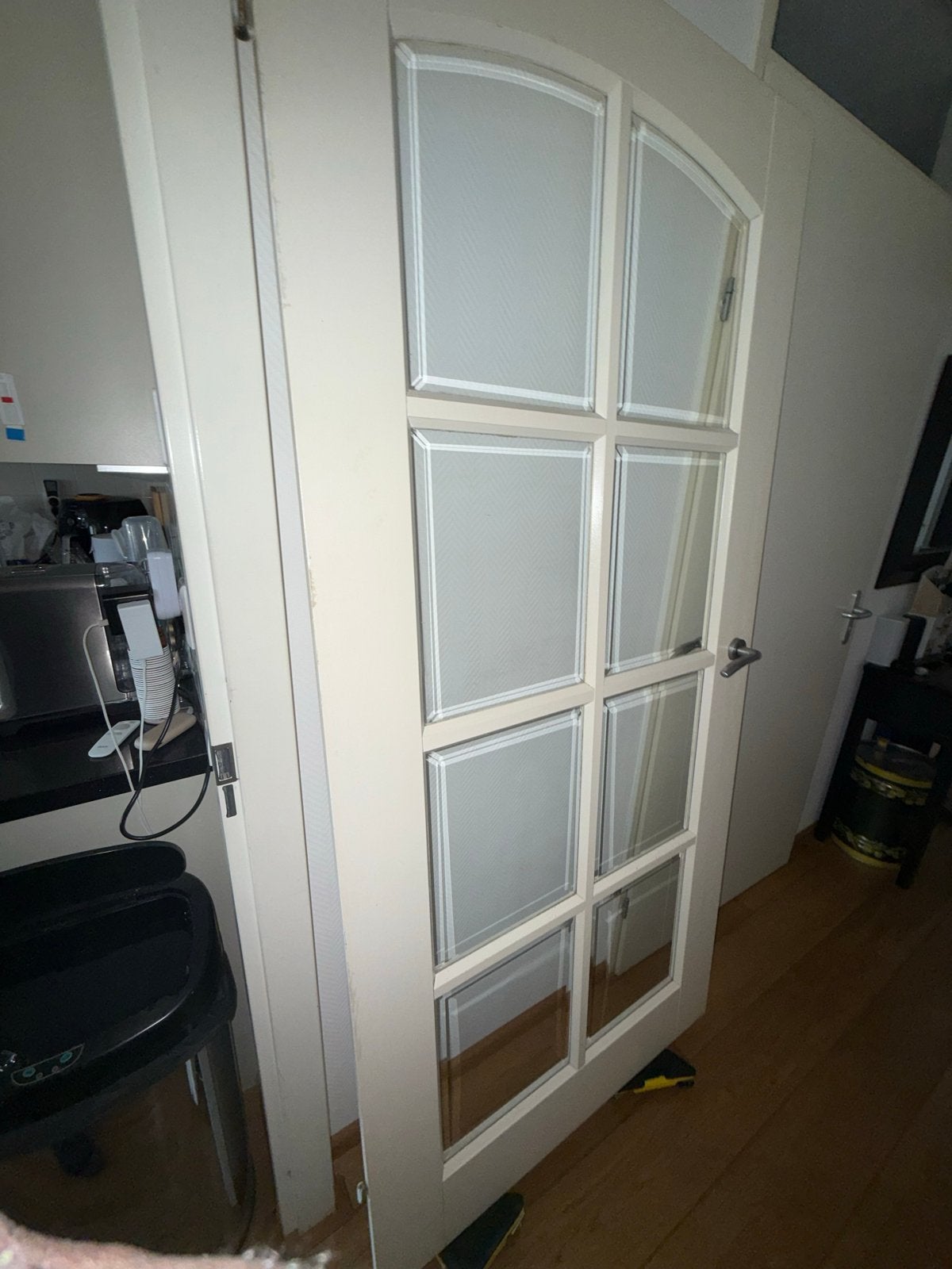 Binnendeur met glaspanelen en toog, Doe-het-zelf en Verbouw, Deuren en Horren, Ophalen, Gebruikt, 80 tot 100 cm, Binnendeur