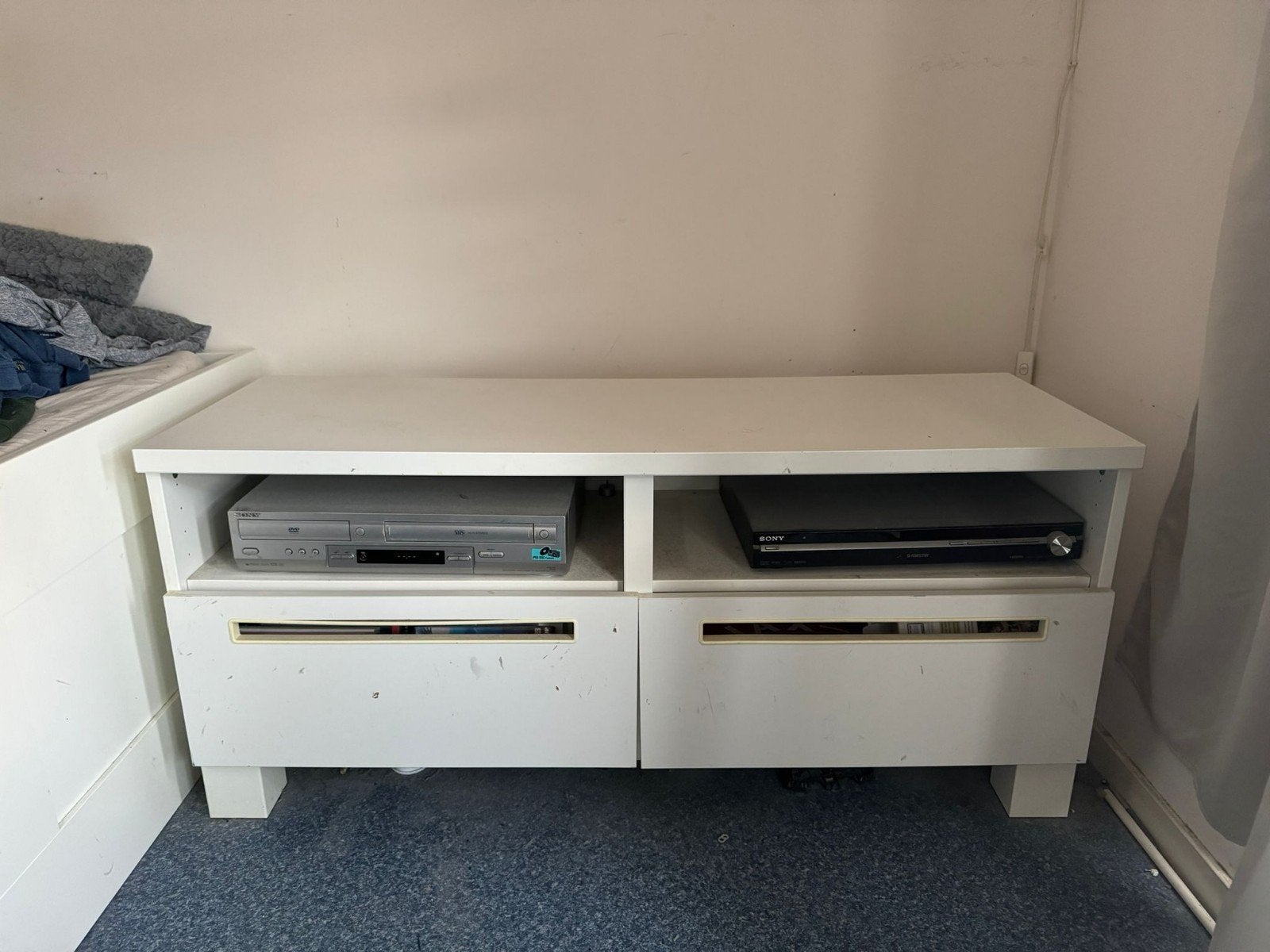 Witte IKEA TV-kast met lades 120 breed, 41,5 diep en 55 hoog, Ophalen, Gebruikt, Minder dan 100 cm, 25 tot 50 cm