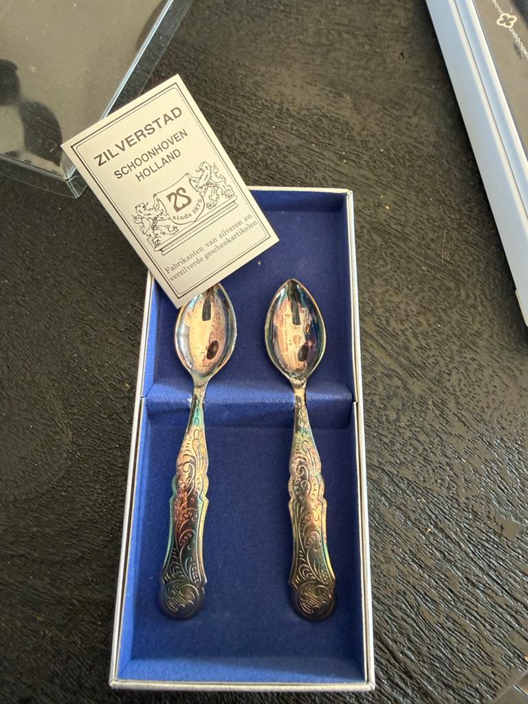 Set van 2 vintage lepeltjes - Zilverstad Schoonhoven, Antiek en Kunst, Ophalen of Verzenden