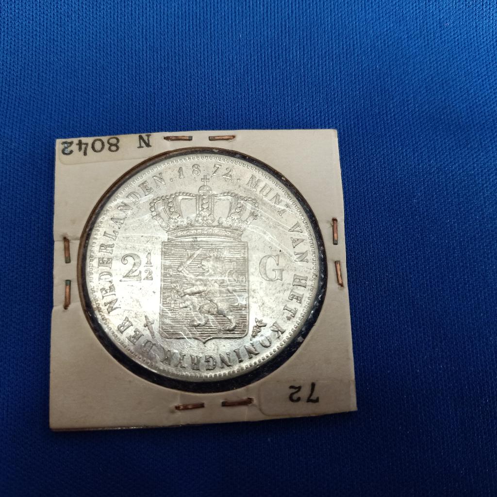 2½ gulden 1872, Koning Willem III, Zilver, Ophalen of Verzenden, Losse munt