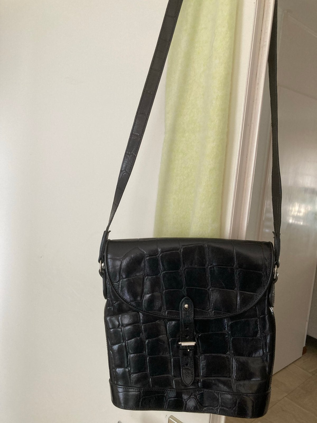 Mulberry Zwarte Croco Leren Crossbody Tas, Verzenden, Zo goed als nieuw, Zwart, Overige typen