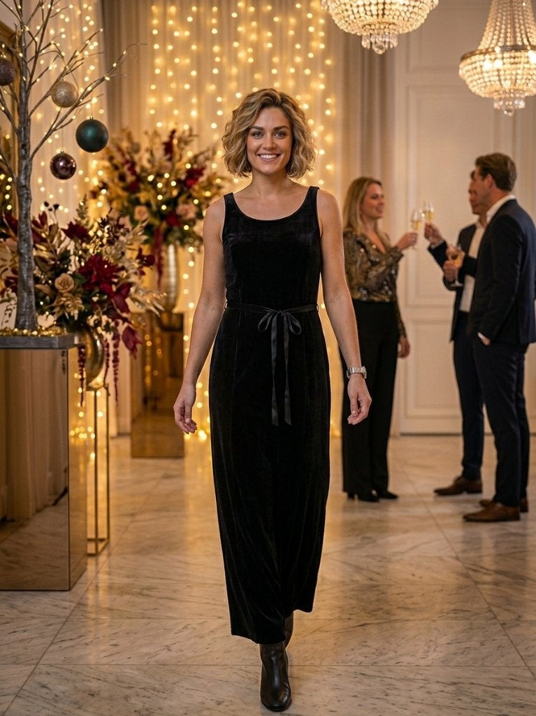 Lange maxi fluwelen jurk DIdi 38/40, Maat 38/40 (M), Galajurk, Zwart, Nieuw