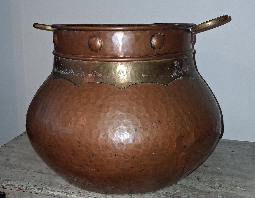 Arts Crafts koperen pot haardbak 19C Jardinière Heksenketel, Ophalen of Verzenden, Koper