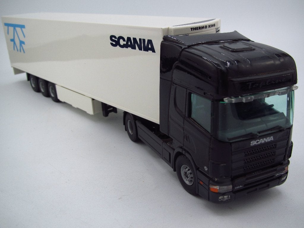 Tekno - Scania 164 Topline + koeltrailer 1:50, Ophalen of Verzenden, Gebruikt, Bus of Vrachtwagen, Tekno