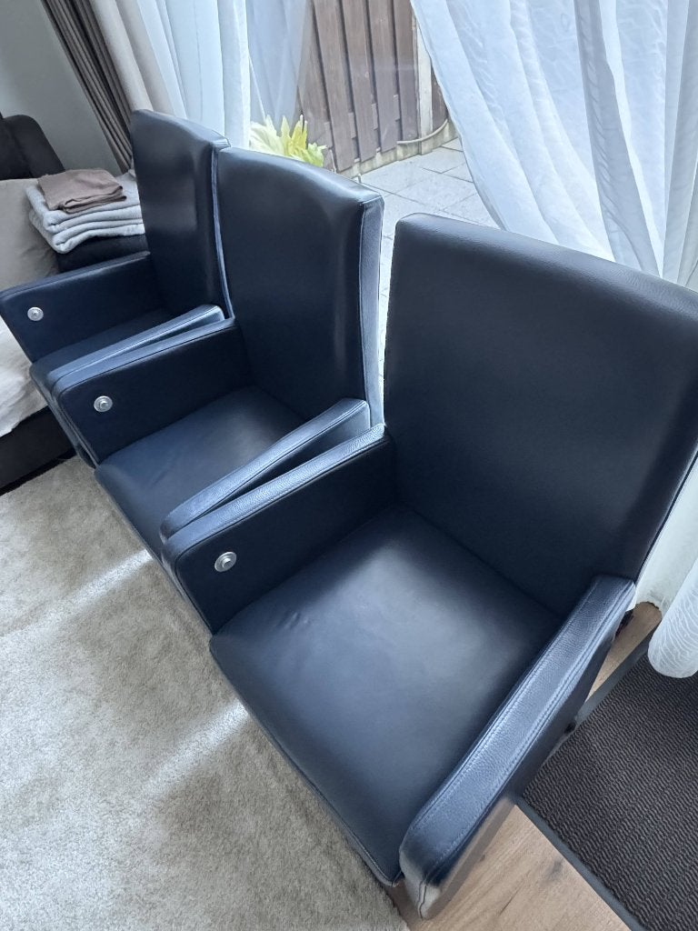 Eetkamerstoelen donkerblauw 6x, Huis en Inrichting, Stoelen, Ophalen, Gebruikt, Blauw, Vijf, Zes of meer stoelen