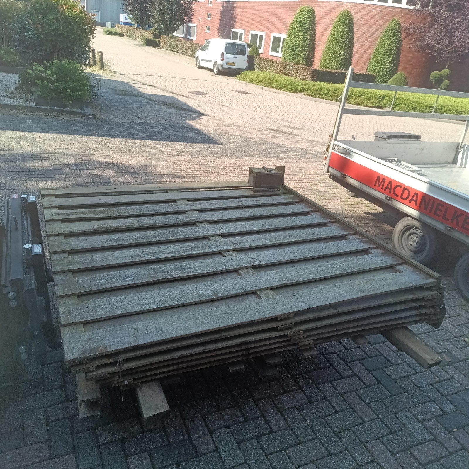 8 tuinschermen schuttingdelen + poort, Ophalen, Gebruikt, Hout