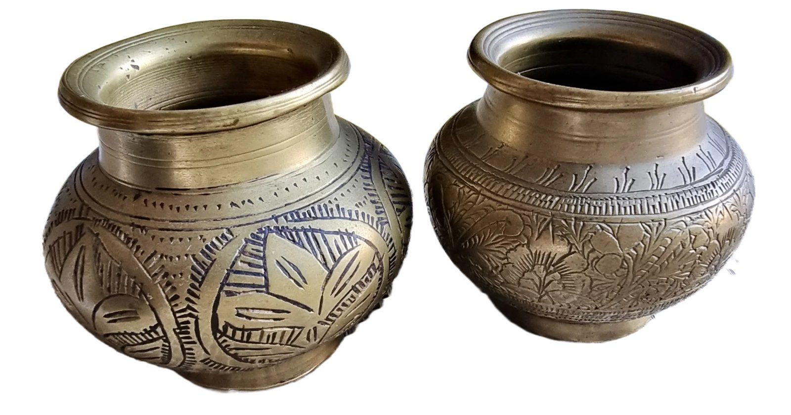 Antieke/Vintage Indiase Lota / Kalash Messing Potjes, Ophalen of Verzenden, Koper