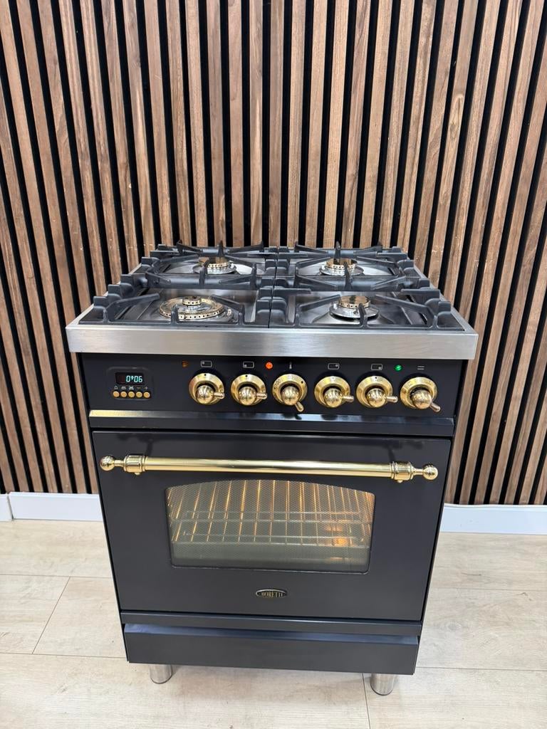 Prachtige Boretti Fornuis Messing 60 cm (Gratis bezorgen), Witgoed en Apparatuur, Fornuizen, 5258sh, Zo goed als nieuw, Energieklasse A of zuiniger