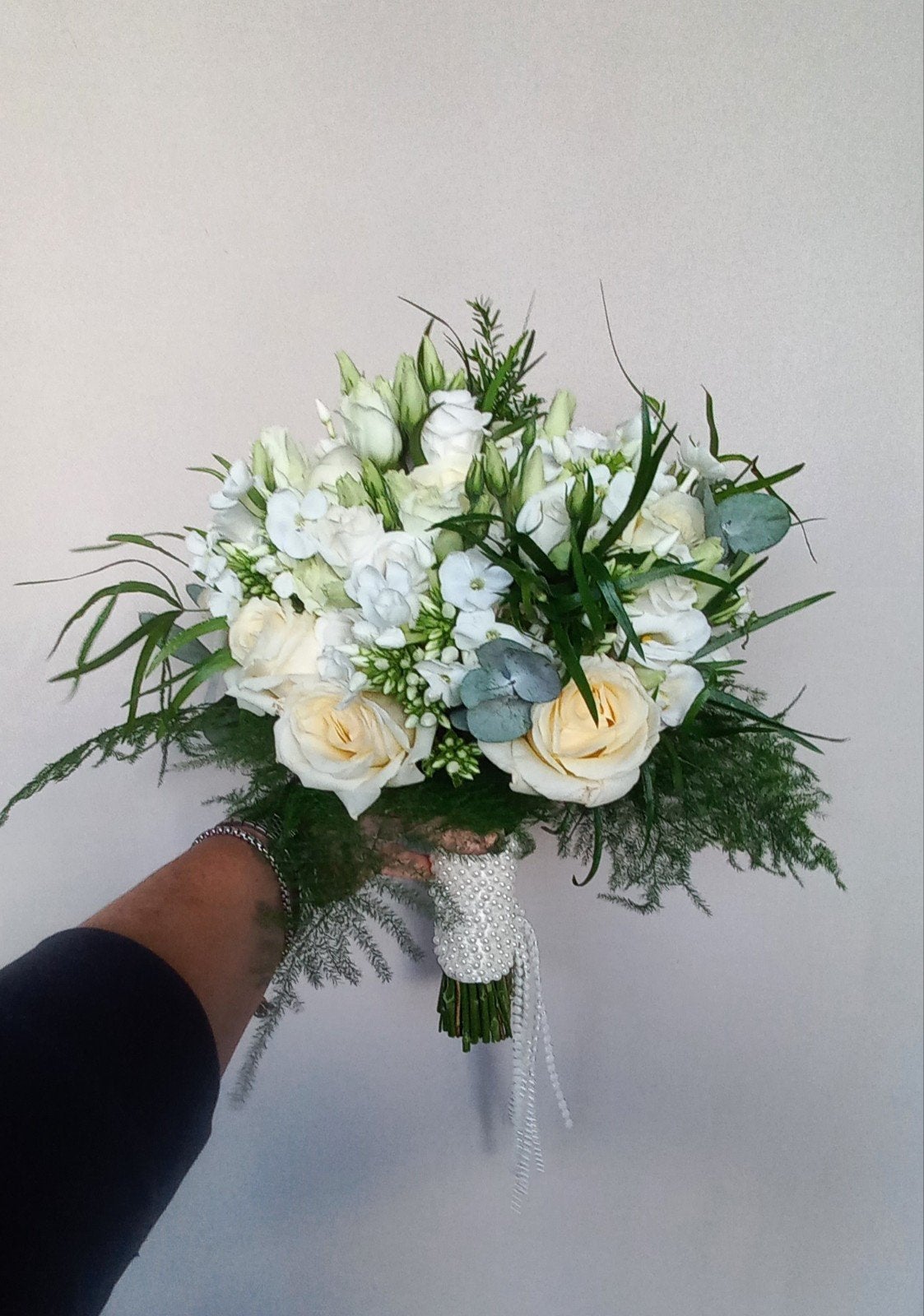 Prachtig bruidsboeket met bijpassende corsage, Ophalen of Verzenden, Nieuw, Wit, Accessoires