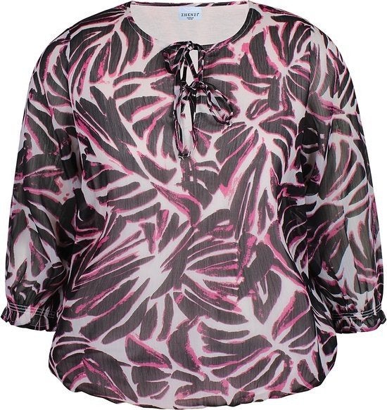 Roze/zwart tuniek Clove van Zhenzi Maat 50/52, Z, Zhenzi, Z, Blouse of Tuniek