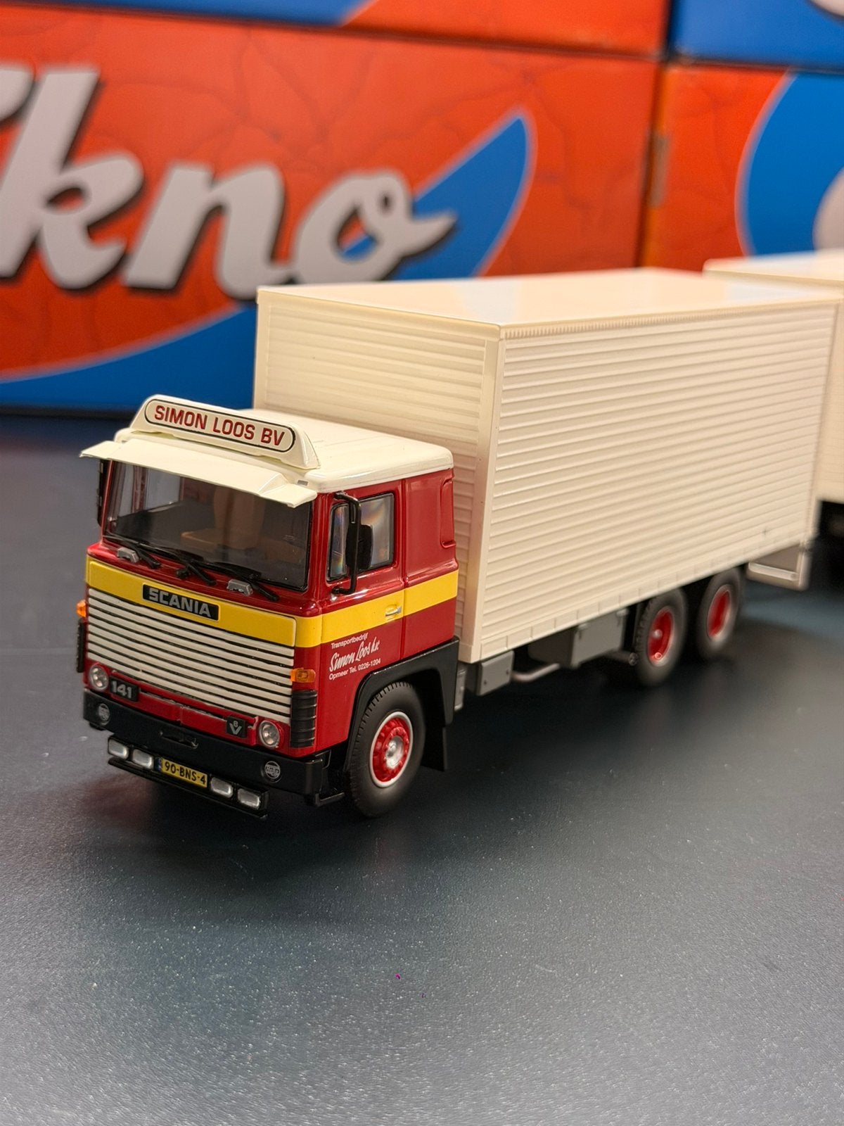 Tekno Scania 141 Simon Loos Combinatie, Ophalen of Verzenden, Zo goed als nieuw, Bus of Vrachtwagen, Tekno