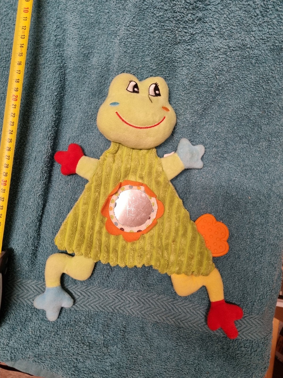Kikker knuffel doekje rammelaar gebruikt nr 10, Ophalen of Verzenden, Kikker