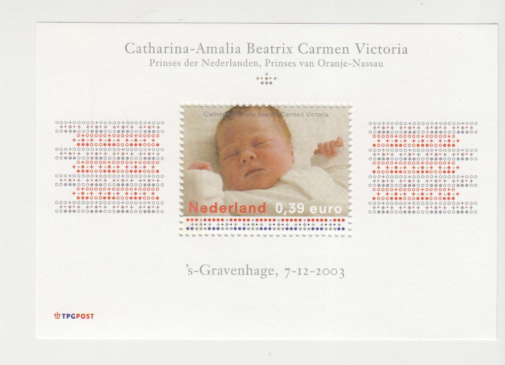Blok geboorte prinses Amalia 7-12-2003, Ophalen of Verzenden, Postfris