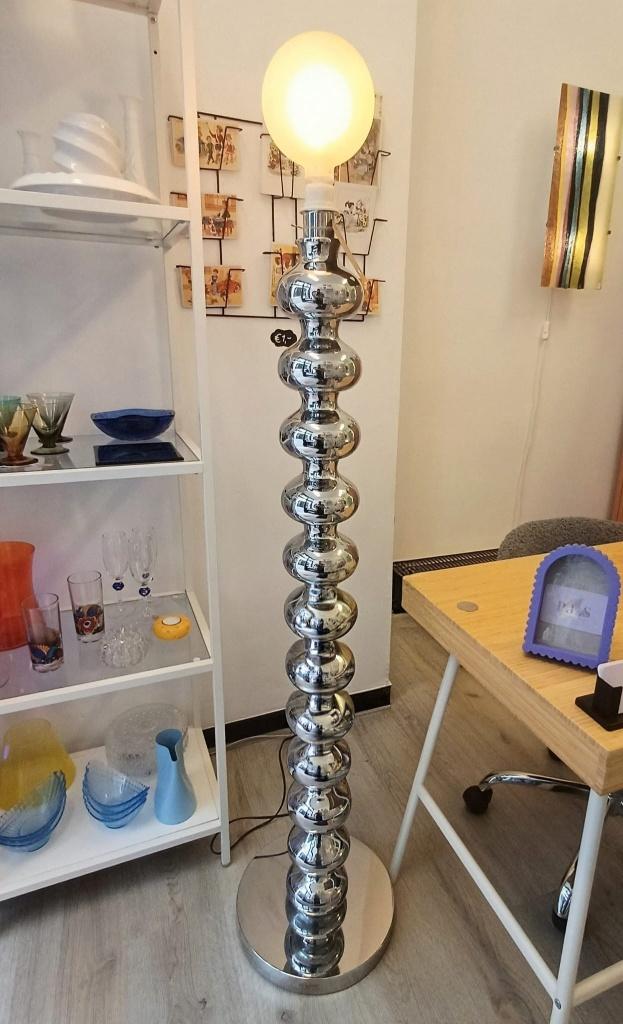 Vintage Vloerlamp Space Age stijl Zilver, Ophalen, 200 cm of meer, Zo goed als nieuw, Vintage Space Age Design