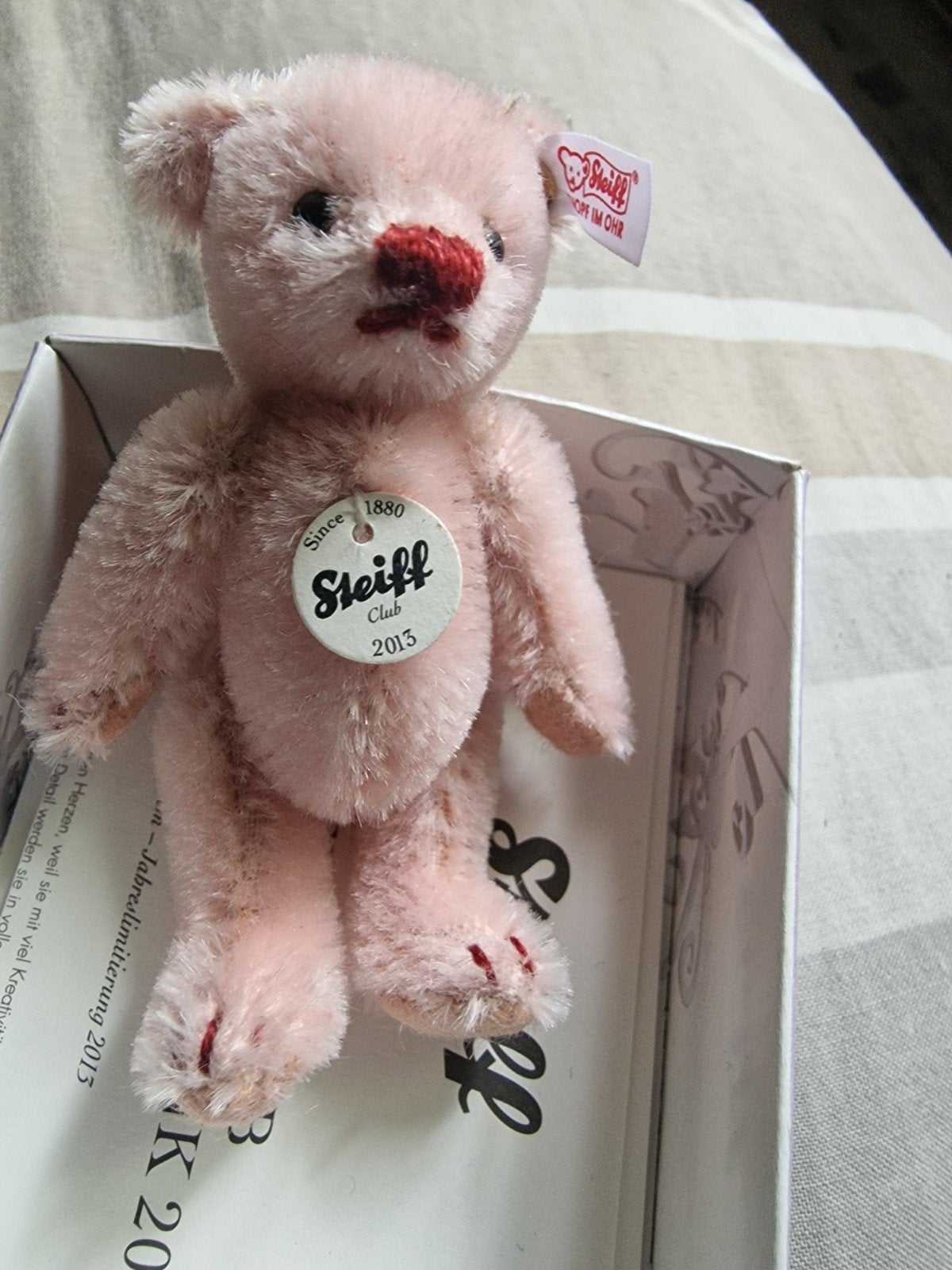 Steiff Club Teddybeer 2013 met certificaat 10 cm, Ophalen of Verzenden, Zo goed als nieuw, Stoffen beer, Steiff