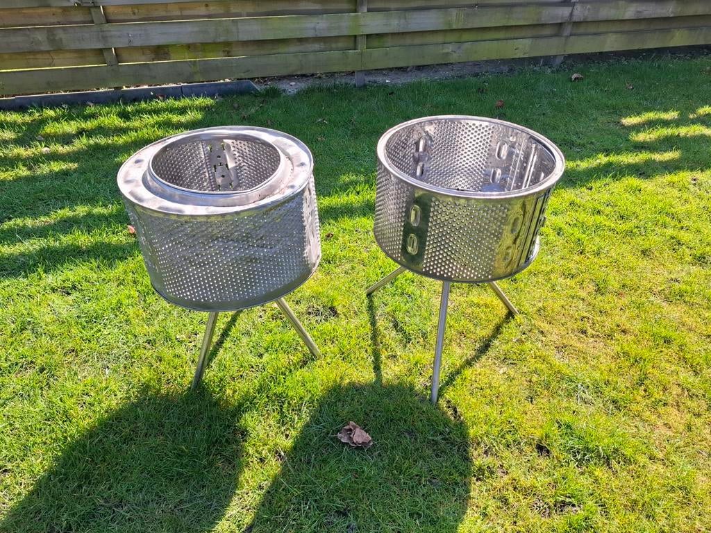 Vuurkorf van wasmachinetrommel met rvs onderstel., Tuin en Terras, Vuurkorven, Ophalen