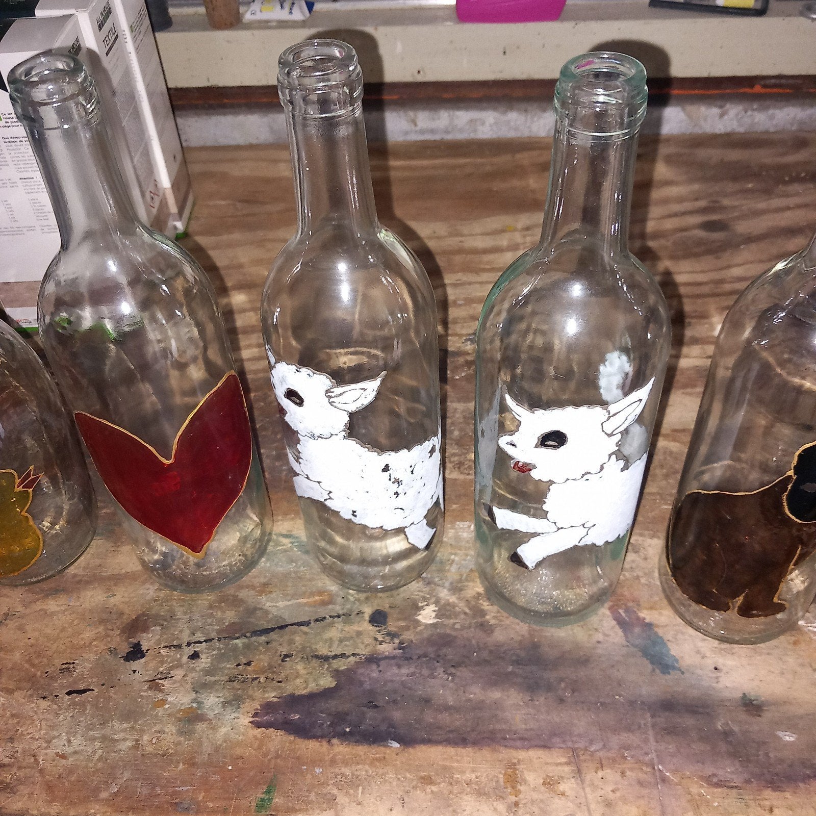 Decoratieve flessen met handgeschilderde motieven, Ophalen of Verzenden