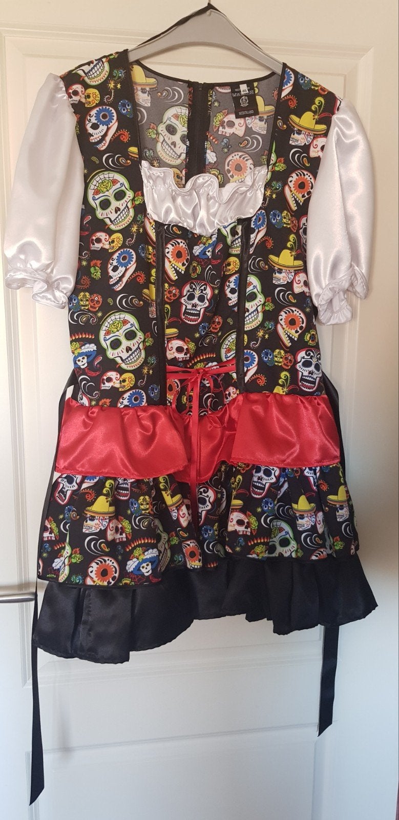 CARNAVALSKOSTUUM "DAY OF THE DEAD" MAAT 46, Ophalen of Verzenden, Zo goed als nieuw, Carnaval