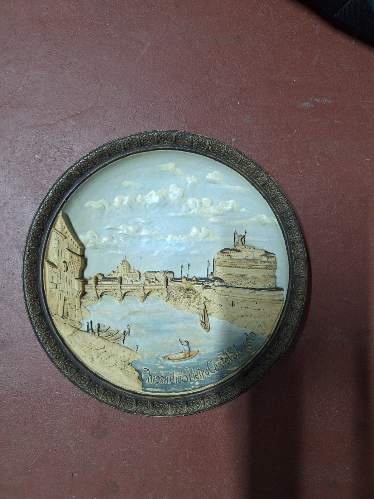 Vintage reliëf wanddecoratie Castel Sant'Angelo, 36 cm, Ophalen of Verzenden