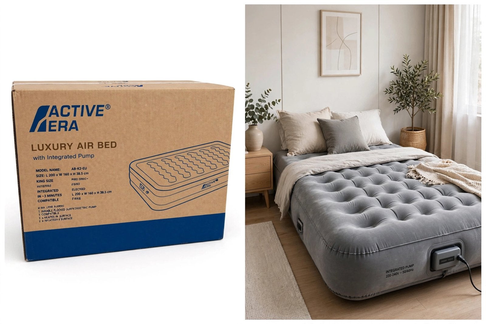 Active Era Luxe Luchtbed King Size met Geïntegreerde Pomp, Huis en Inrichting, Slaapkamer | Bedden, Ophalen, Overige maten, 200 cm
