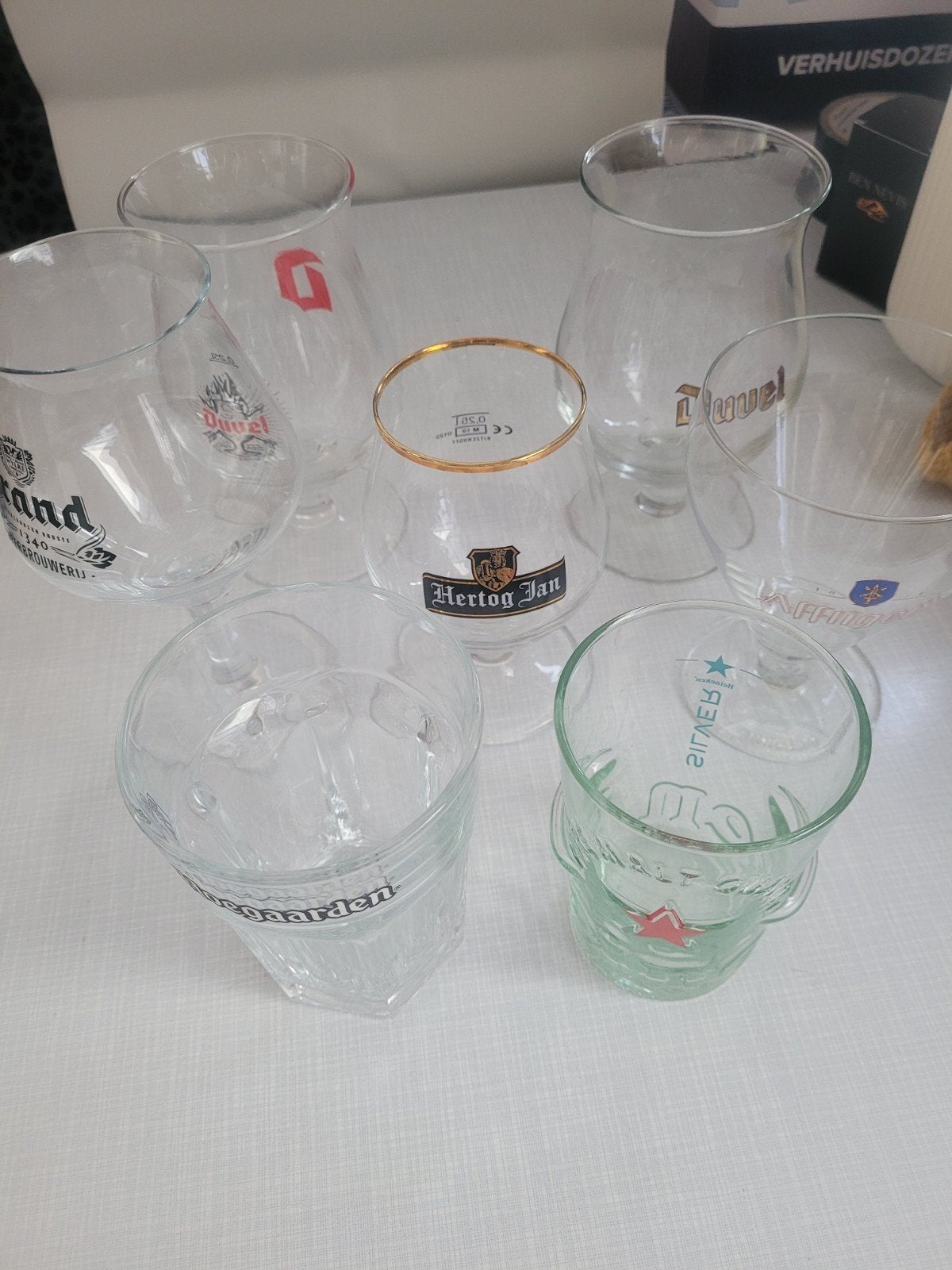Collectie bierglazen van diverse merken, Ophalen of Verzenden, Gebruikt