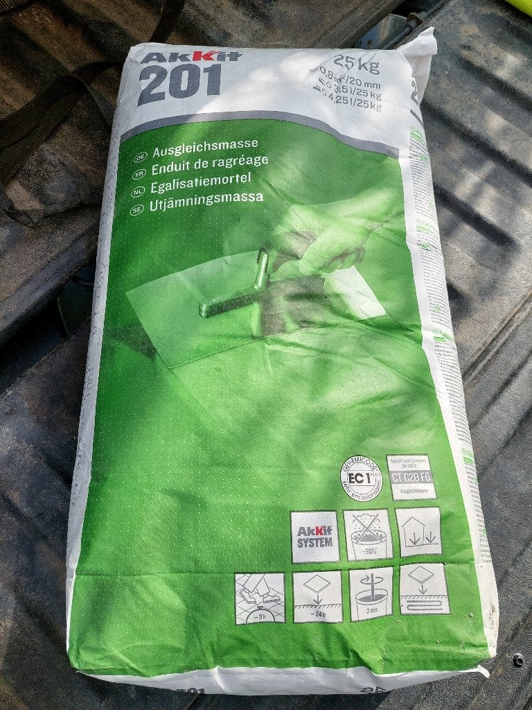 Afschot egalisatiemortel, Ophalen, Nieuw