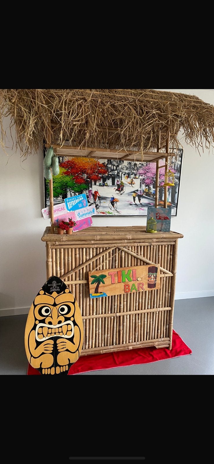 Tikibar huren € 80,- bar te huur Hawaii Ibixa bamboebar huur, Ophalen of Verzenden, Zo goed als nieuw, Verjaardag