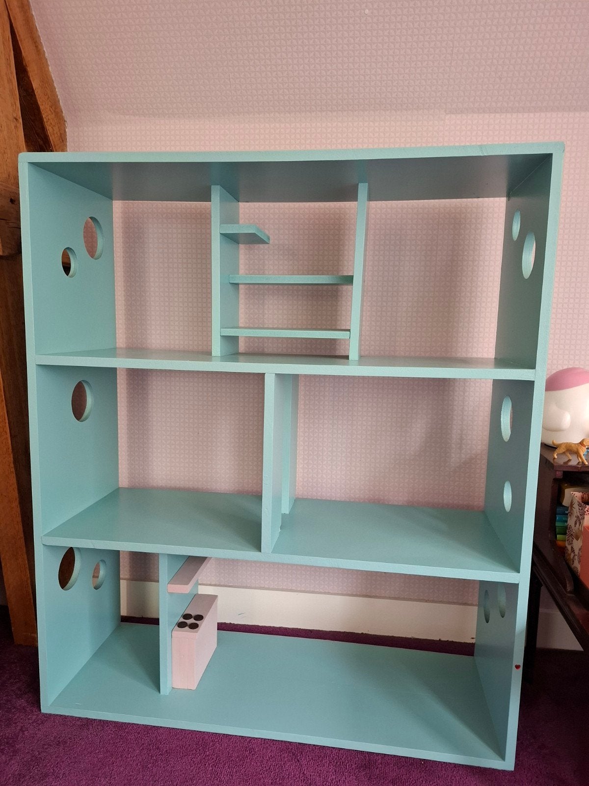 Blauw geschilderde kast, barbie speelhuis, Ophalen, Gebruikt, Poppenhuis