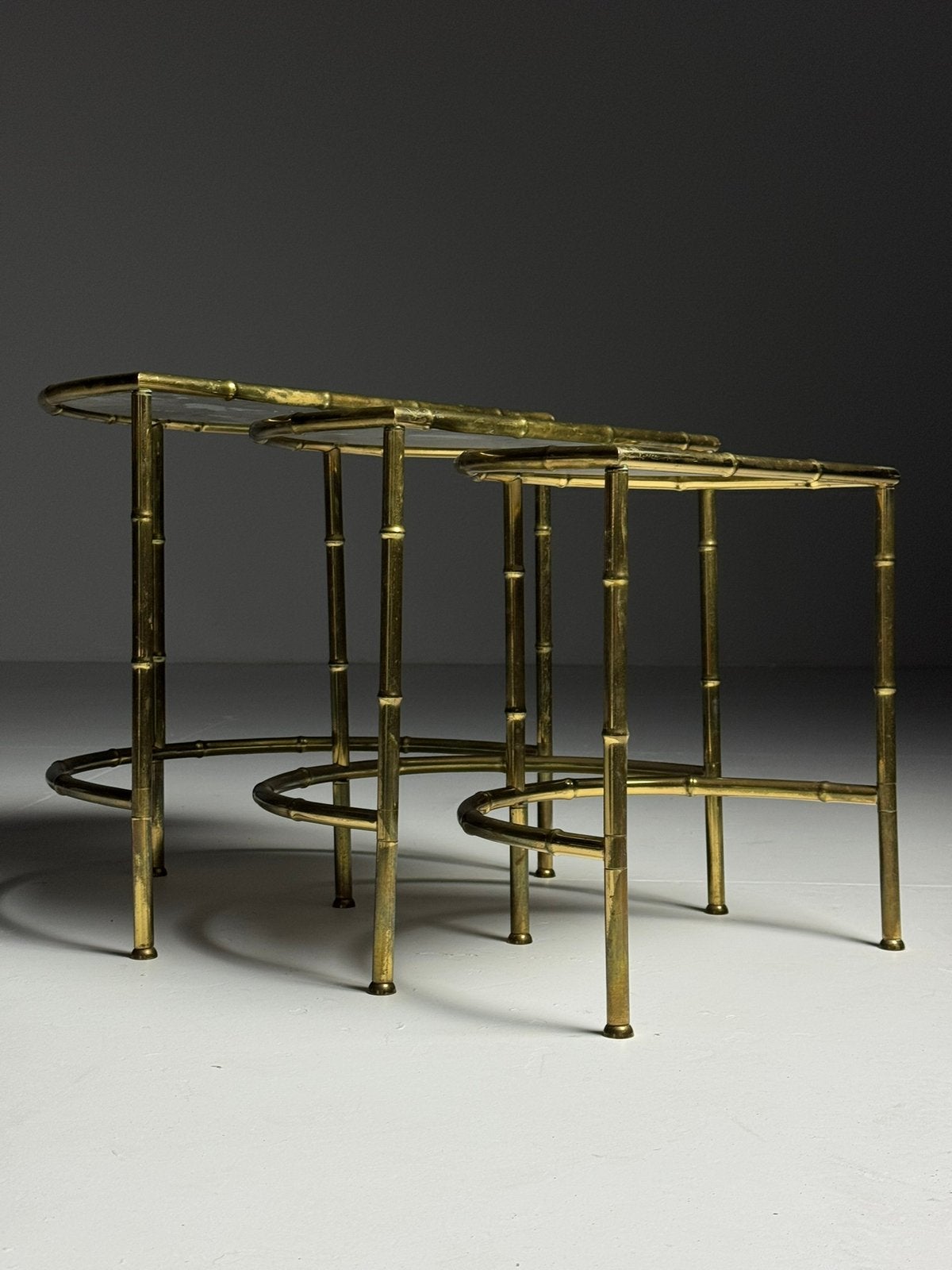 Faux Bamboo nesting tables vintage, Ophalen of Verzenden