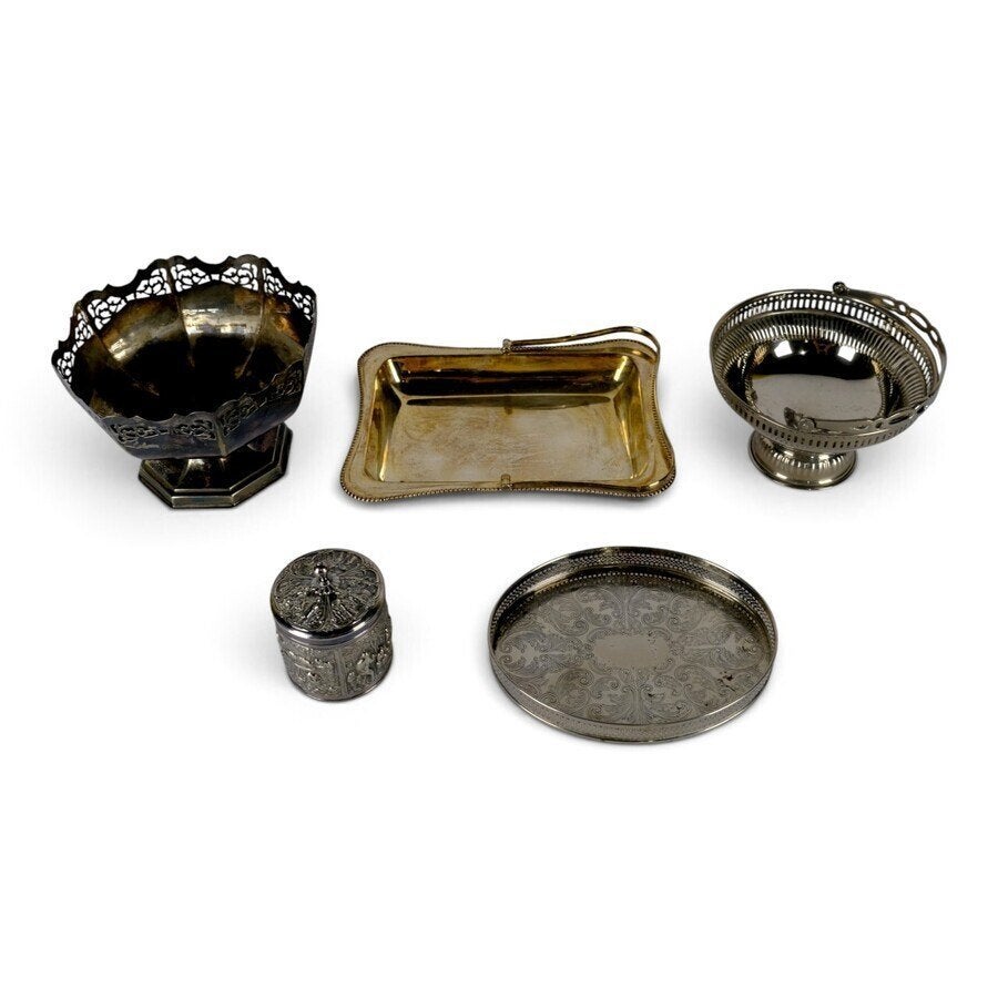 Lot divers plated zilver (5x), Antiek en Kunst, Ophalen of Verzenden, Zilver