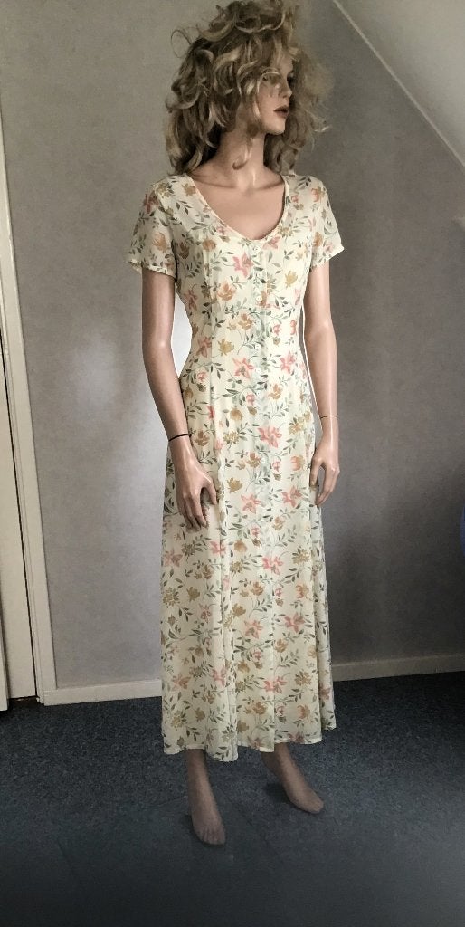 Vintage romantische zomerjurk met bijpassende onderjurk, Overige kleuren, Ophalen of Verzenden, Zo goed als nieuw, Maat 36 (S)