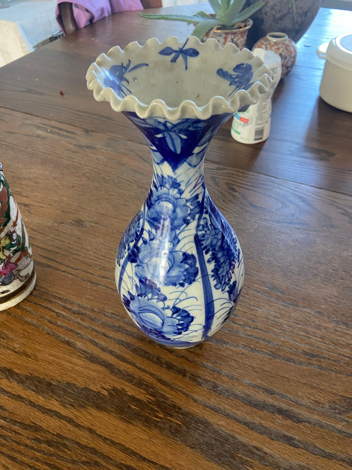 Antieke Japanse Blauw-Witte Porseleinen Vaas, Antiek en Kunst, Ophalen of Verzenden