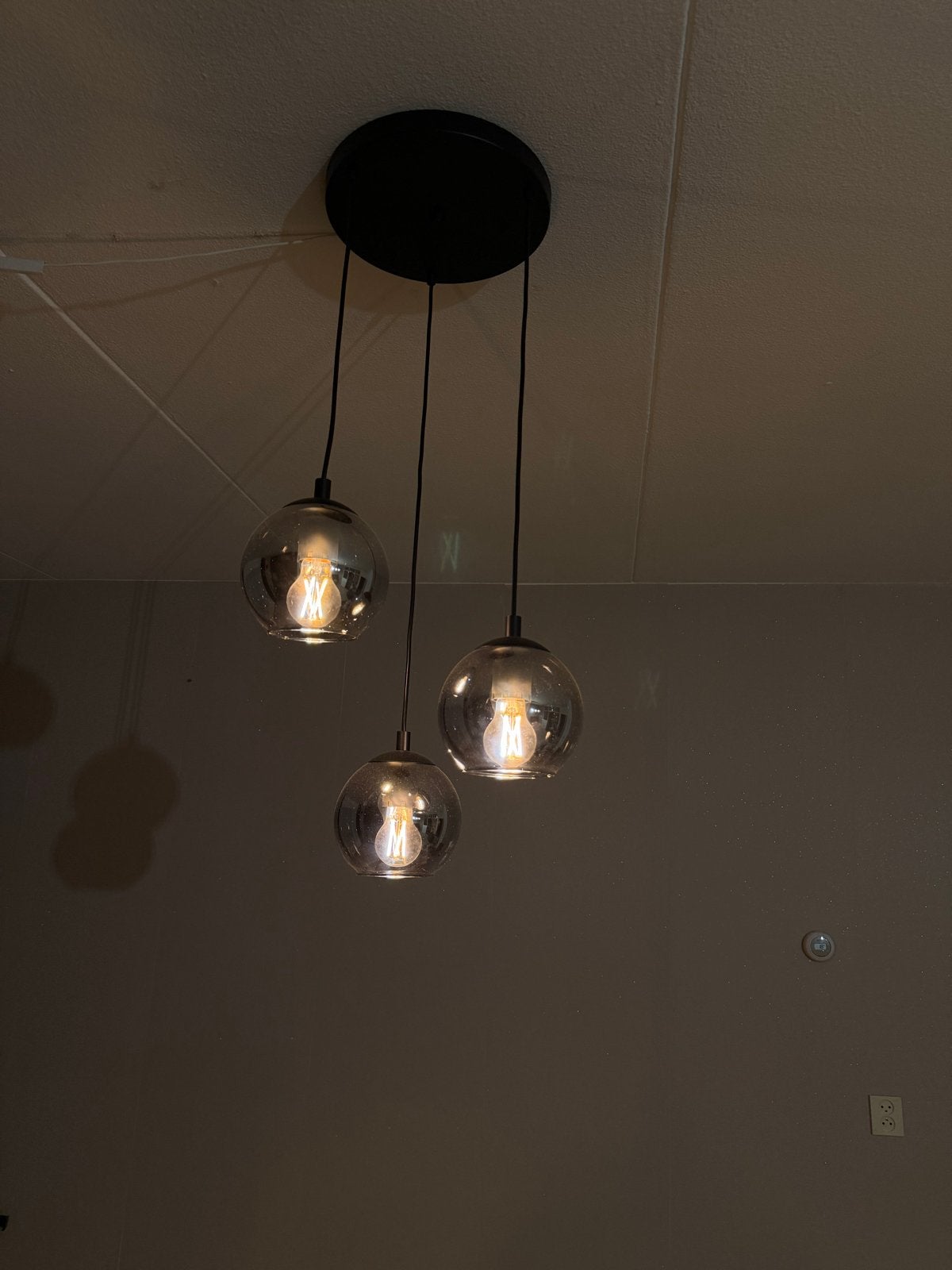 Hanglamp met Calex ampullen, dimbaar via app, Ophalen, Zo goed als nieuw, Glas