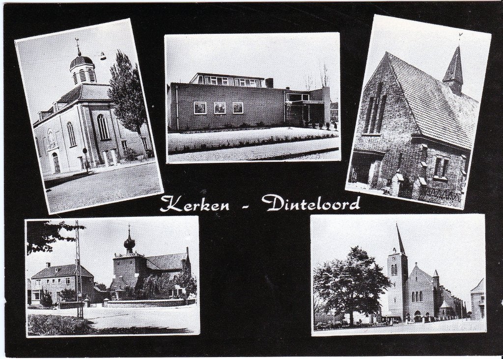 5 Kerken in Dinteloord (N.Br) 1975., Ophalen, 1960 tot 1980, Ongelopen, Noord-Brabant