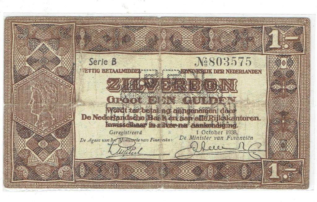 1 Gulden Zilverbon, Postzegels en Munten, Bankbiljetten | Nederland, Verzenden, 1 gulden, Los biljet