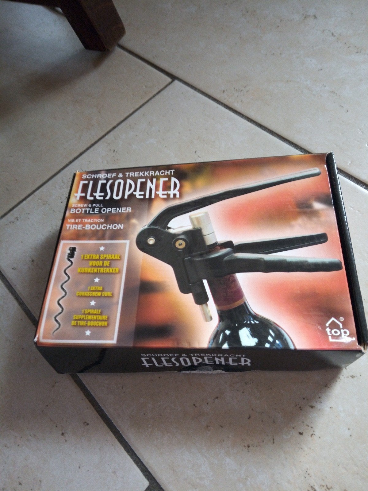 Flesopener Schroef en Trekkracht - NIEUW in Doos !!!, Overige typen, Nieuw, Ophalen of Verzenden, Zwart