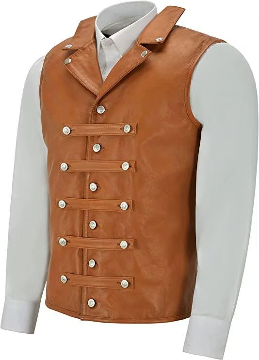 Heren bruin middeleeuws korset vest, Verzenden, Nieuw, Overige maten, Kleding