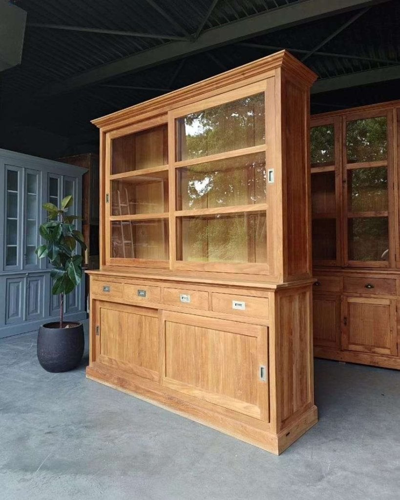 Nette teakhouten servieskast | Winkelkast teak #0447, Gebruikt, Met deur(en), -, 200 cm of meer