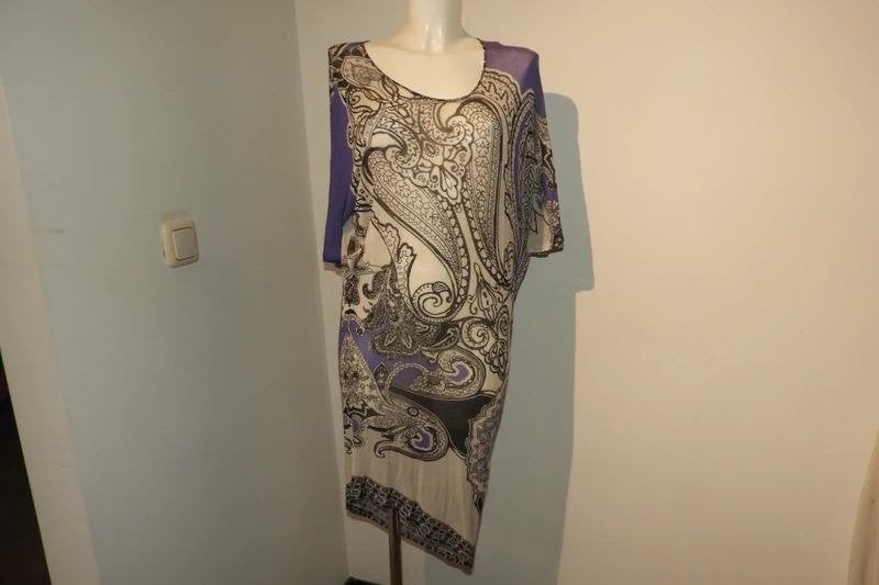Etro fijn gebreide jurk soort paisley print mt IT 42 S/M, Etro, Maat 36 (S), Gedragen, Onder de knie