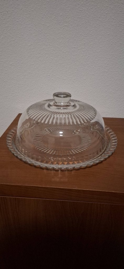 Glazen Taartschaal groot, Ophalen of Verzenden, Zo goed als nieuw, Rond, Glas