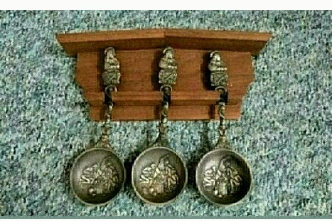 Lepelrek,Tin lepels,hout,rekje,lepel,Vintage,Adriaen Brouwer, Ophalen of Verzenden