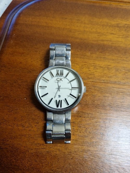 horloge kelvin klein no 2456m zilverkleurig vintage, Ophalen of Verzenden, 'T Olde Gre-j, Info@toldegrej.nl, Endepoelstraat 20f Didam
