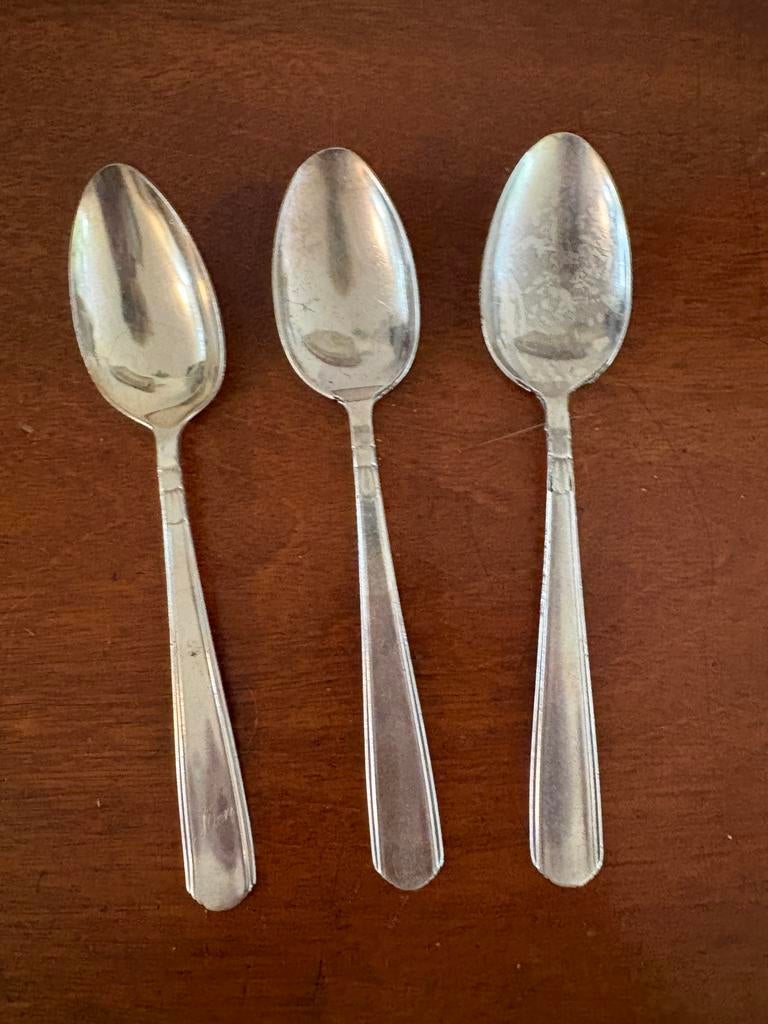 Gero 431 ‘ rokje’ vier diner lepels 90 verzilverd, Antiek en Kunst, Ophalen of Verzenden