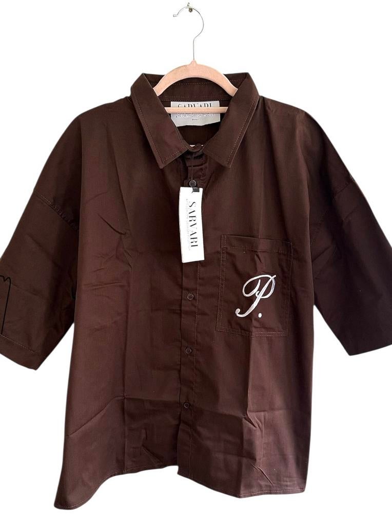 Oversized blouse donkerbruin Priority Sarvari nieuw, Ophalen of Verzenden, Nieuw, Maat 36 (S), Bruin
