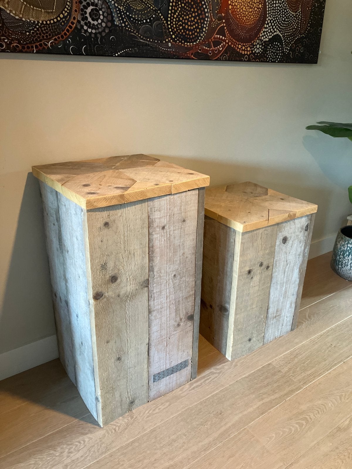Houten Zuilen/Pilaren voor Planten of Beelden (Set van 2), Huis en Inrichting, Ophalen, Zo goed als nieuw
