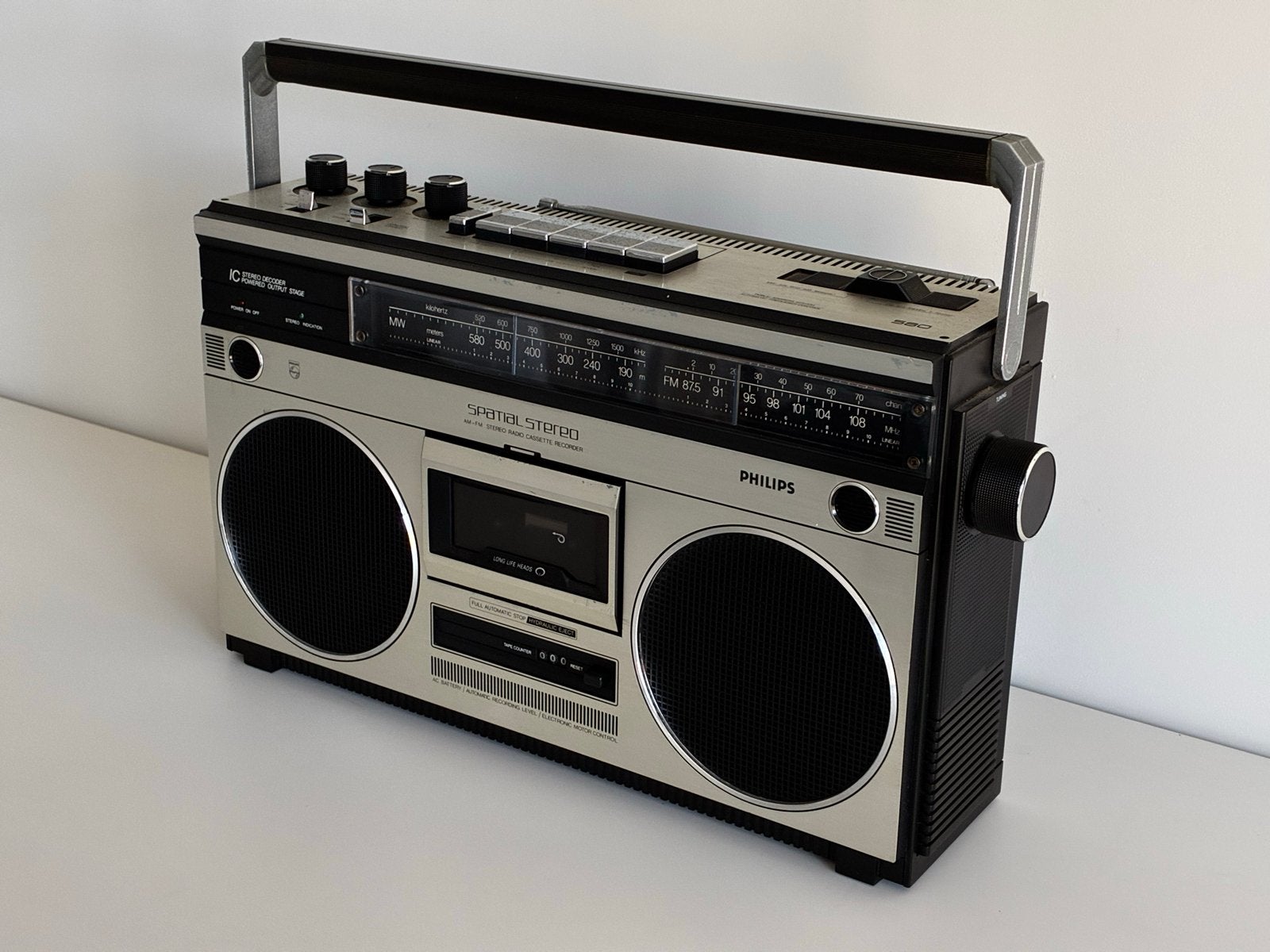 Philips Spatial Stereo Radio Cassette Recorder 22AR580, Ophalen of Verzenden, Gebruikt, Radio