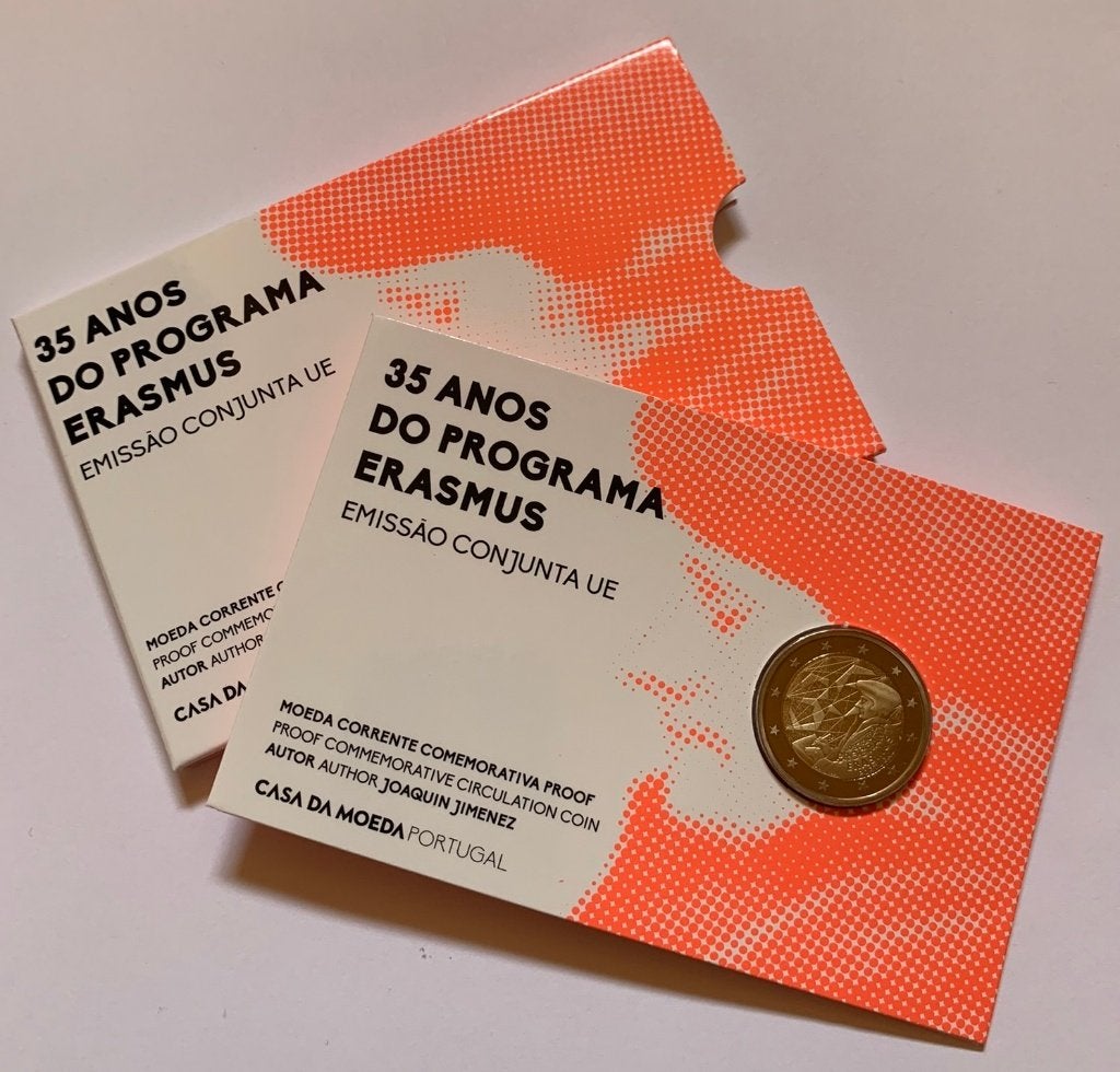 2 Euro Portugal 2022 Proof in blister (35 jaar Erasmus), Postzegels en Munten, Verzenden, Portugal, 2 euro, Losse munt