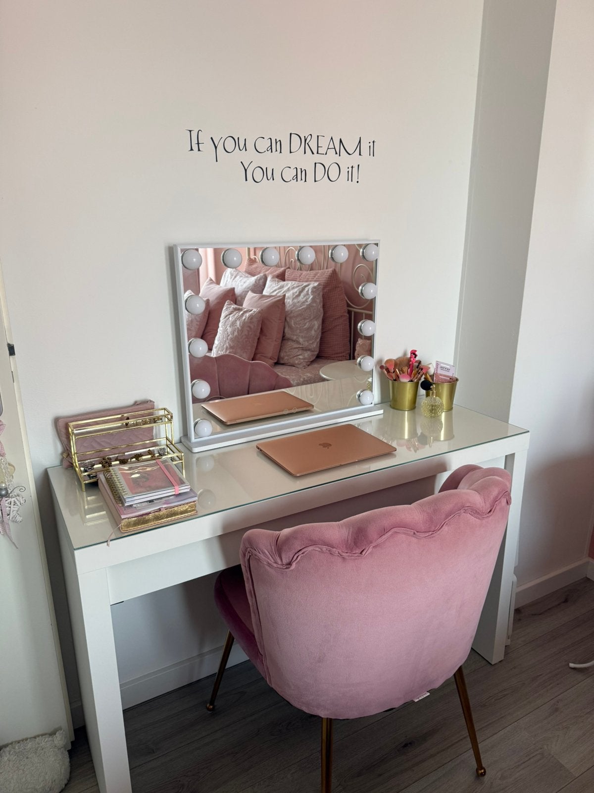 Make up tafel inclusief verlichting en stoel, Ophalen, Zo goed als nieuw, 50 tot 100 cm, Minder dan 100 cm